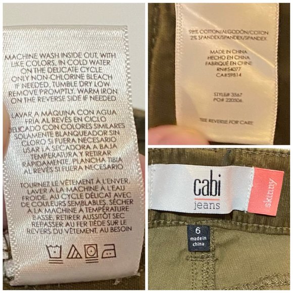 Cabi Jeans, Cabi No. 3567, Skinny, Ribbed Corduroy, Pants, Jeans, Size 6 - Picture 11 of 11